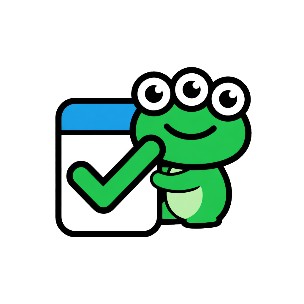 CroakTodo app icon — a three-eyed frog checking off a task